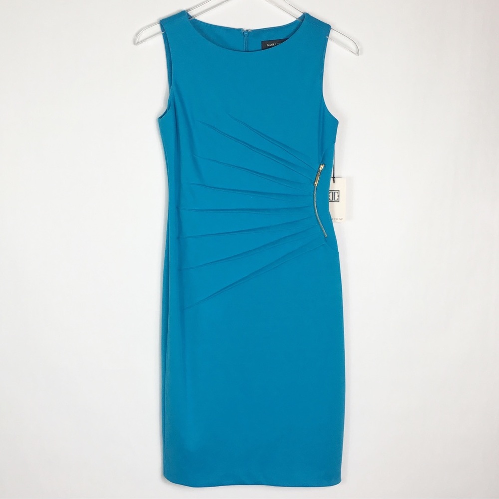 Ivanka Trump Blue Breeze Ruched Sheath Dress